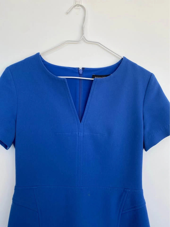 Banana Republic Blue V-Neck Short Sleeve Dress Size 0 - photo 2