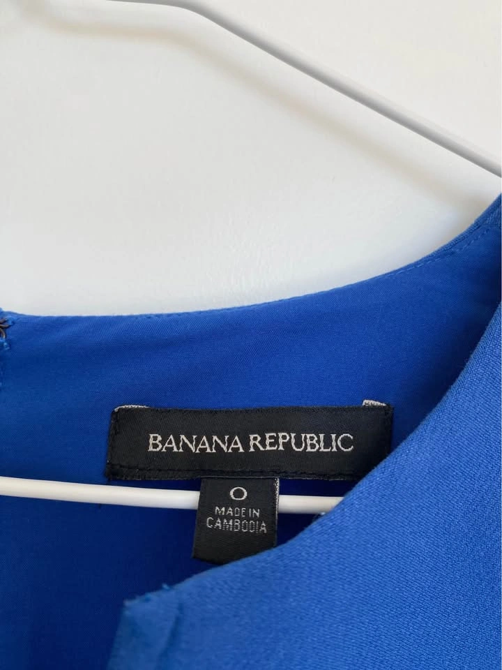 Banana Republic Blue V-Neck Short Sleeve Dress Size 0 - photo 3