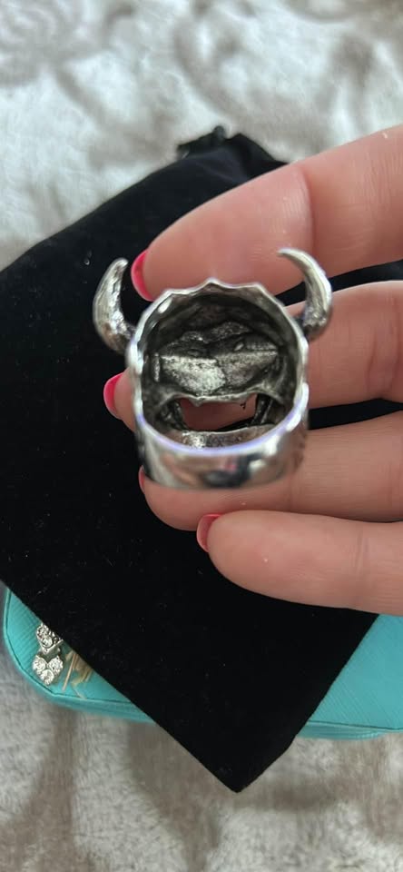 Size 10 Skull Biker Ring - photo 2