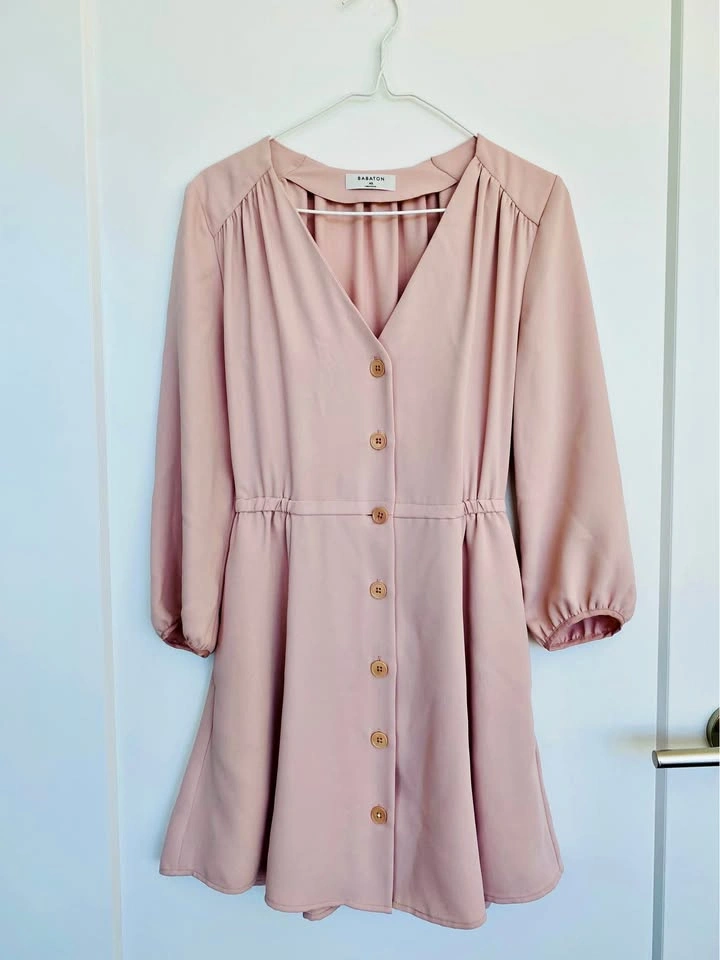 Babaton Blush Pink Button Front Mini Dress XS