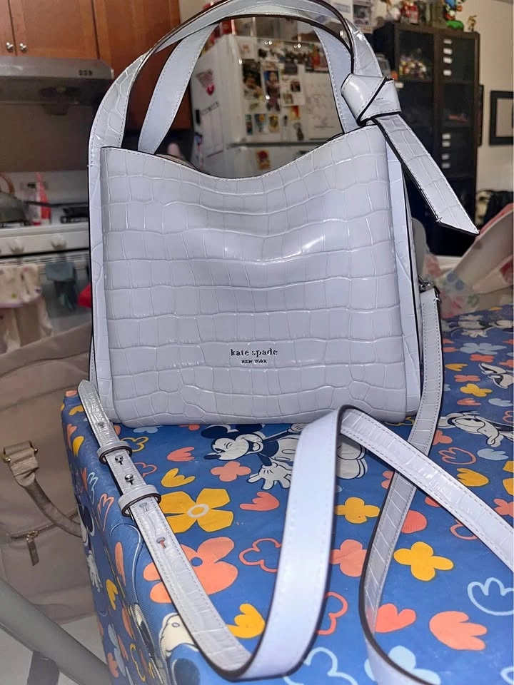 Kate Spade Light Blue Croc-Embossed Handbag