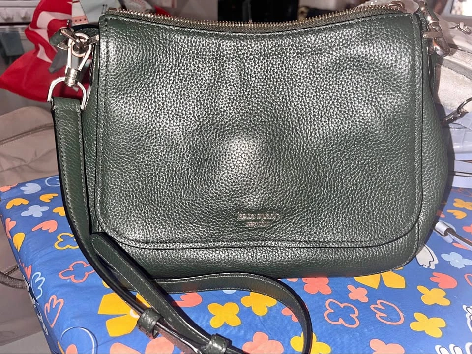 Kate Spade Dark Green Pebbled Leather Crossbody Bag