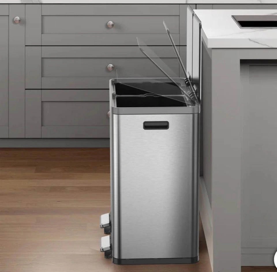 EKO 42L+42L Dual Compartment Stainless Steel Step Can - photo 3