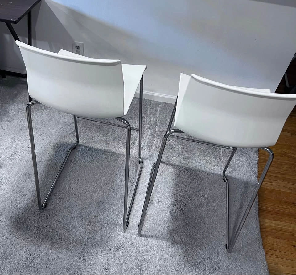 2 Bar Stools - White Chrome plated - photo 2