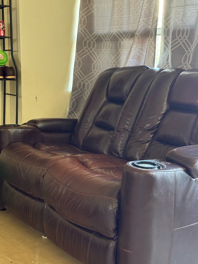 Leather Power Recliner Sofa Set - 5 Seater