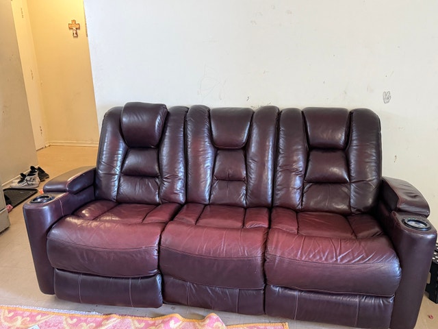 Leather Power Recliner Sofa Set - 5 Seater - photo 3