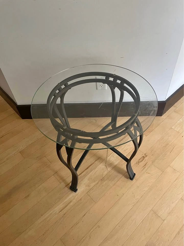 24x22” Glass Coffee / Side Table with Metal Base