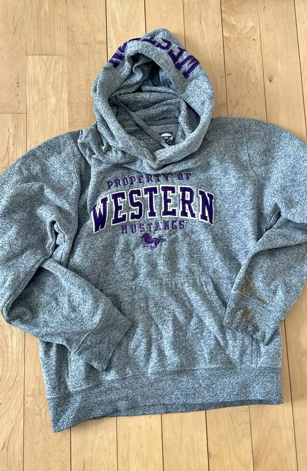 Grey Western Mustangs Hoodie Womens Large