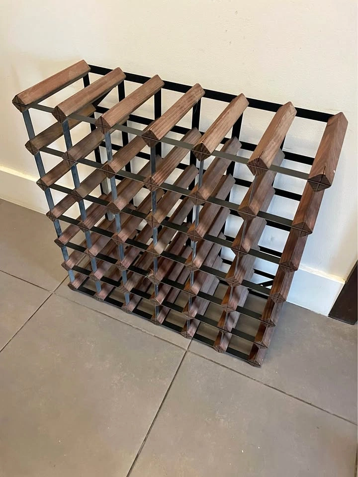 42 Bottle Wood and Metal Wine Rack 24x24x9"
