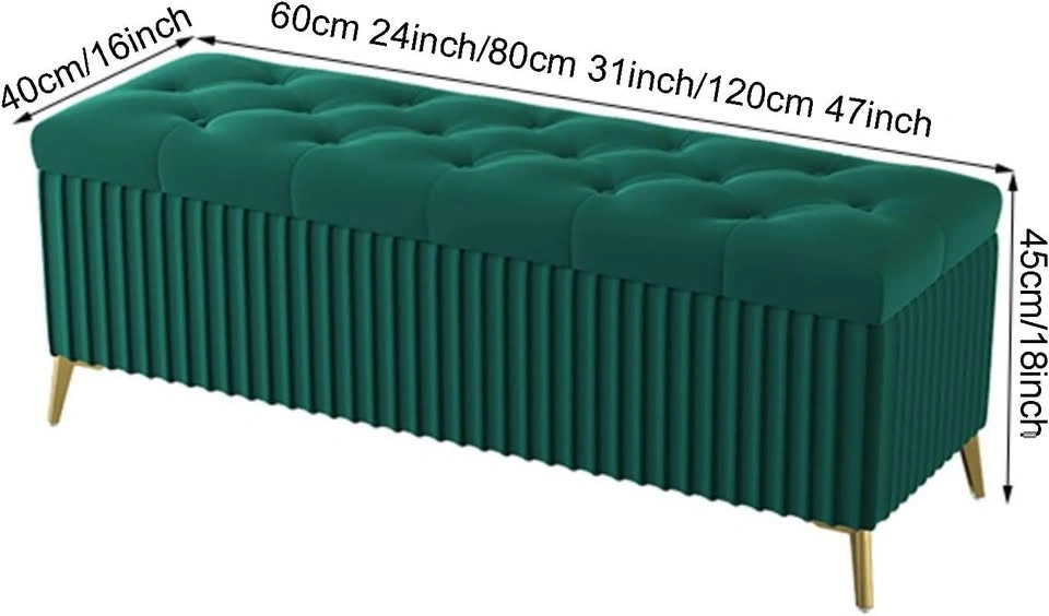 Tufted Velvet Storage Ottoman Bench - Grey - photo 2