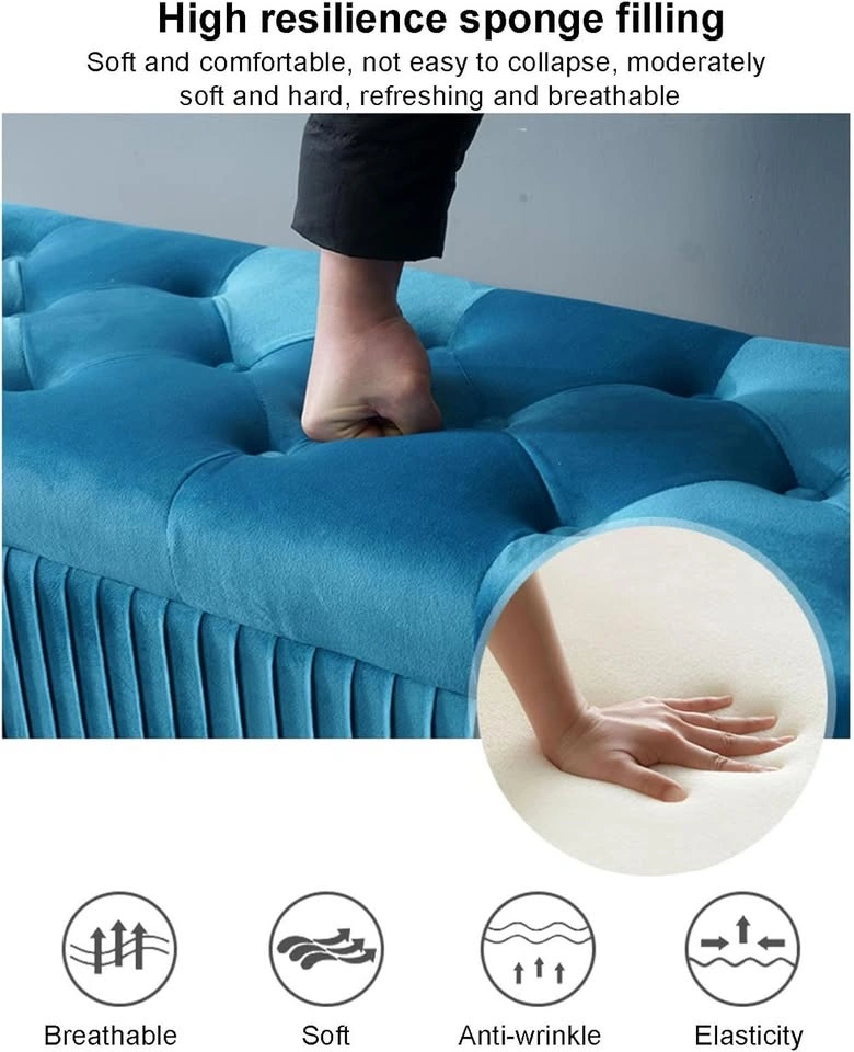 Tufted Velvet Storage Ottoman Bench - Grey - photo 3