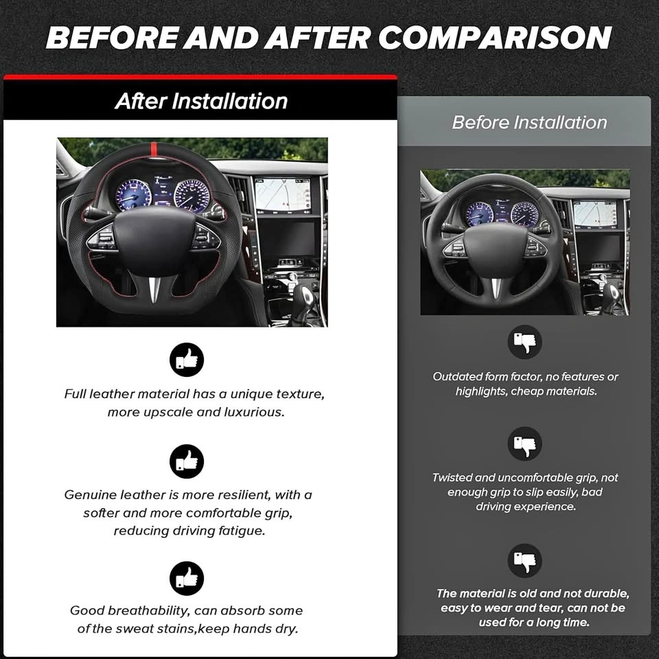 Full Leather D-shaped Flat-bottom Steering Wheel Perforated