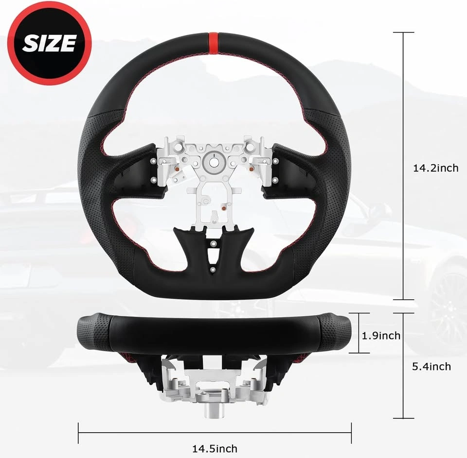 Full Leather D-shaped Flat-bottom Steering Wheel Perforated - photo 4