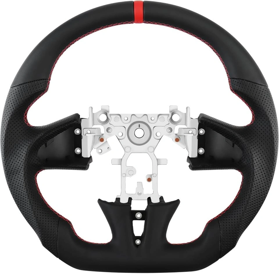 Full Leather D-shaped Flat-bottom Steering Wheel Perforated - photo 5