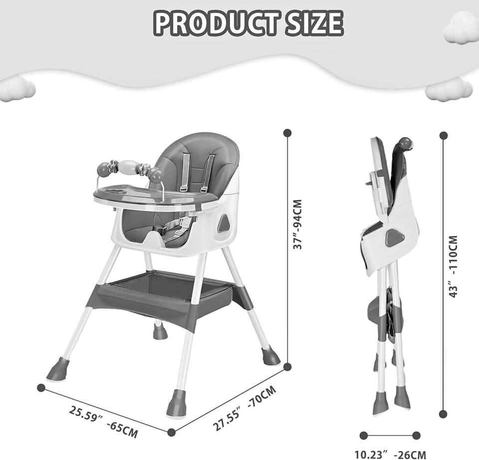 UBRAVOO 3-in-1 Baby High Chair Foldable Portable