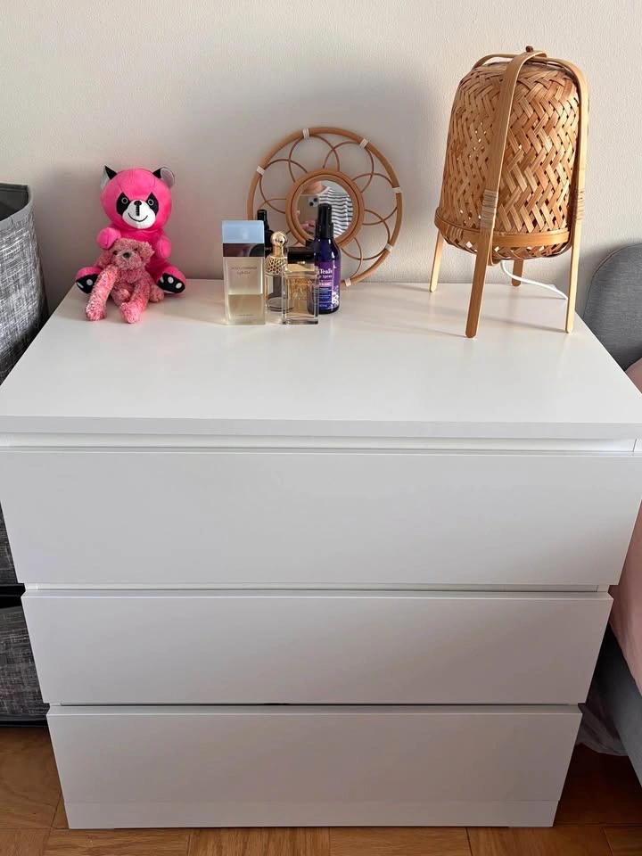 IKEA Malm Dressers - White 3-Drawer & 2-Drawer Nightstand Set