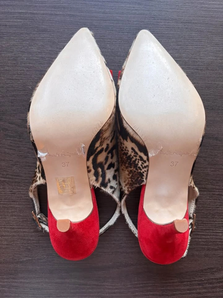 Leopard Print Slingback Heels with Red Bows - photo 5