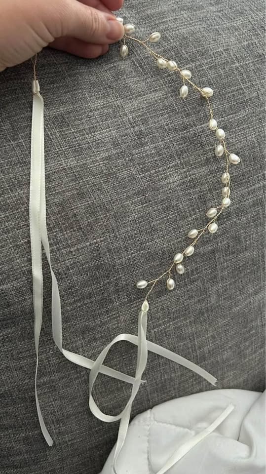 Gold & Pearl Bridal Hair Piece - photo 3