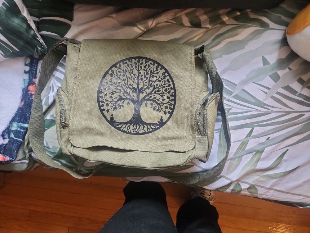 Army Green Tree Of Life Mail Bag