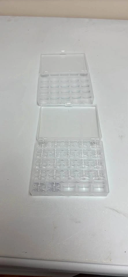 2 Clear Bobbin Cases with Bobbins for Sewing