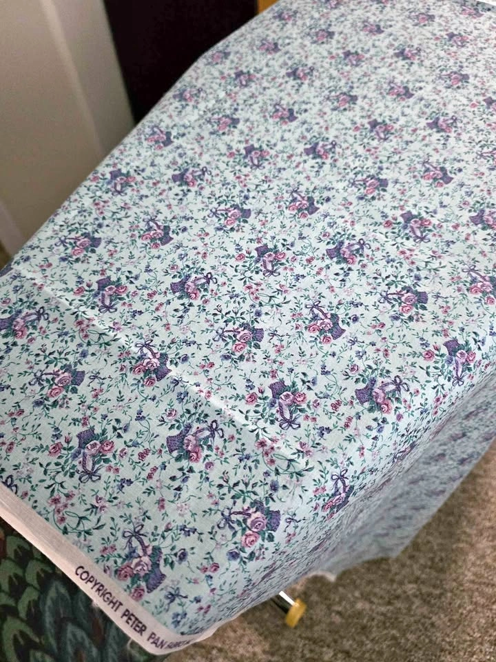 2.1m Floral Cotton Fabric - Blue/Purple