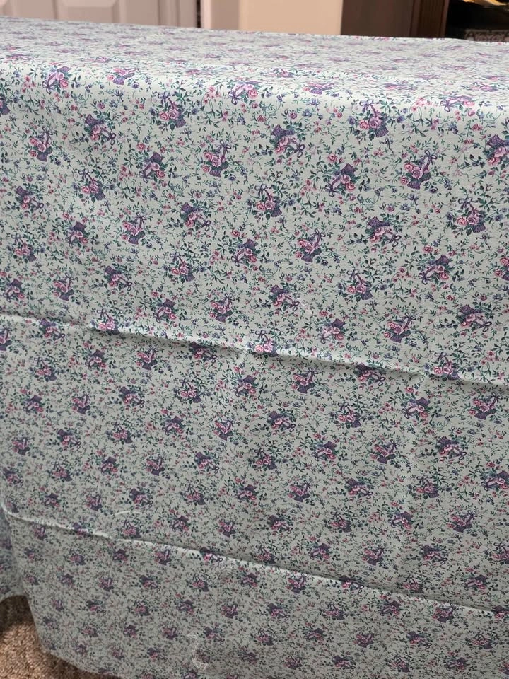 2.1m Floral Cotton Fabric - Blue/Purple - photo 3