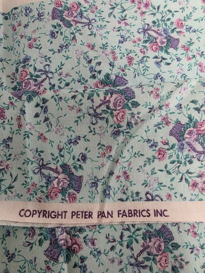 2.1m Floral Cotton Fabric - Blue/Purple - photo 4