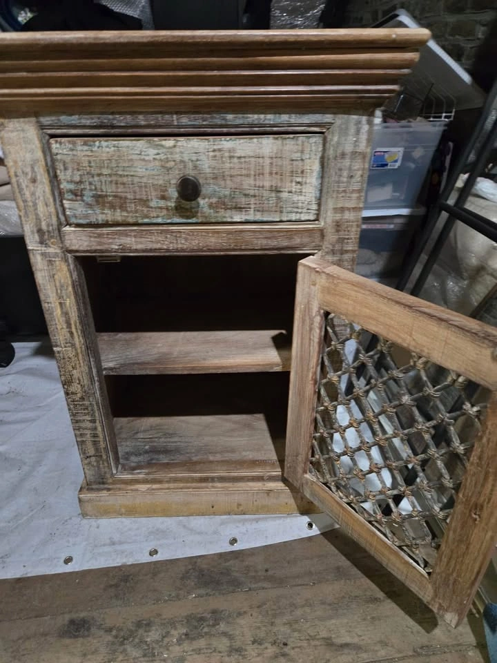Rustic Wooden Nightstand with Drawer and Cabinet - photo 2