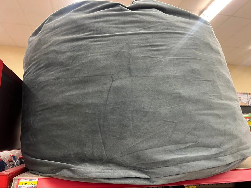 Large Grey Velvet Bean Bag Chair - 3ft - photo 2