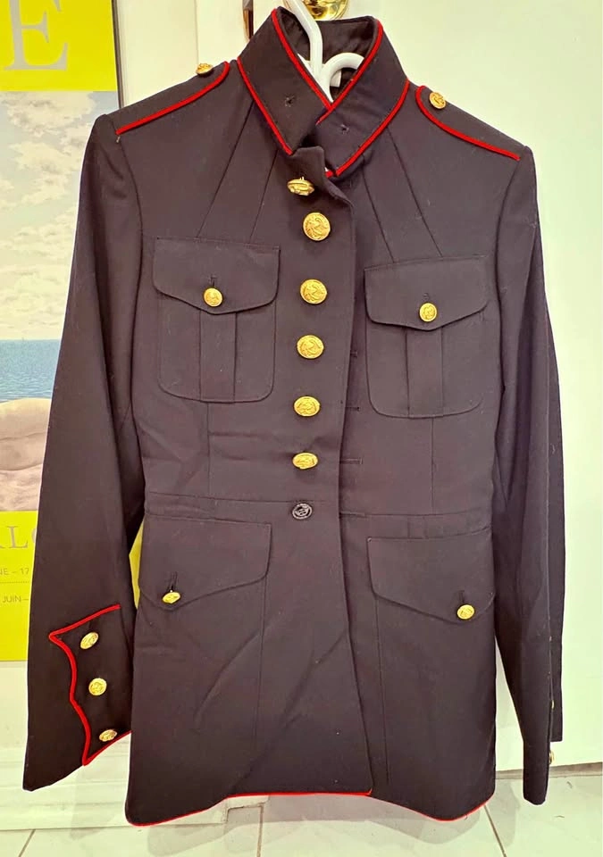 Dark Blue Military Style Jacket with Red Piping Gold Buttons USM