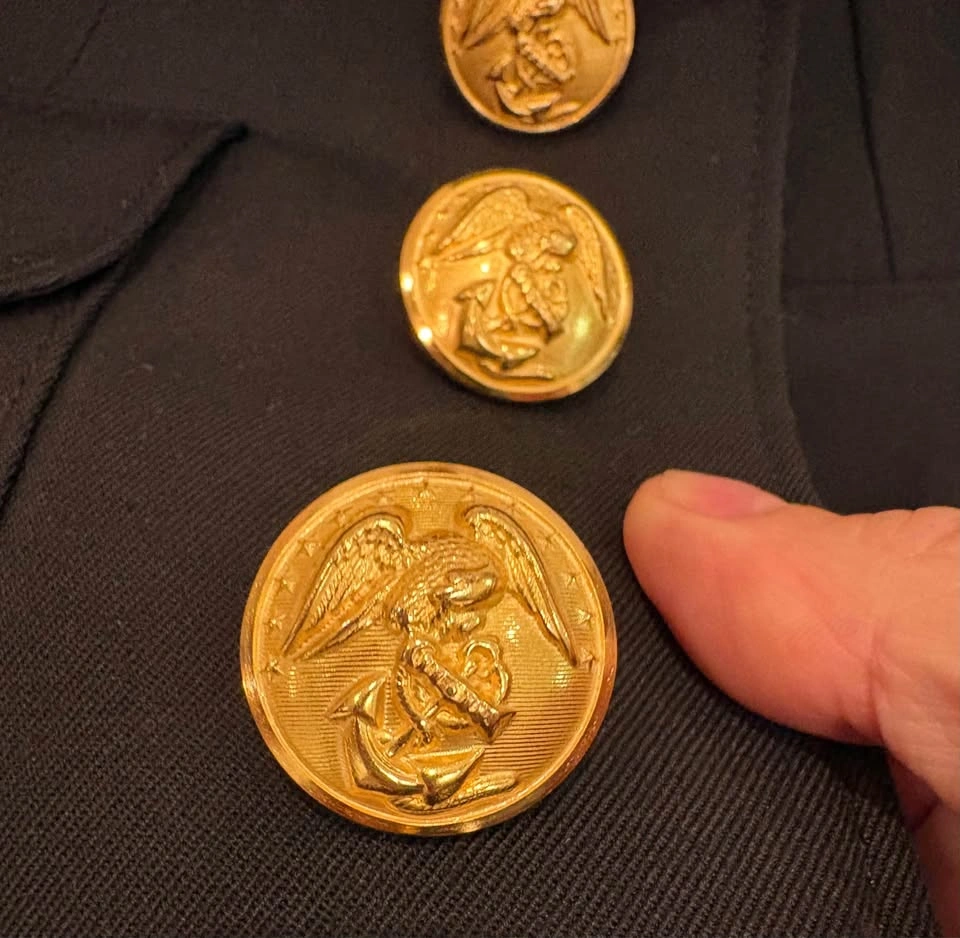 Dark Blue Military Style Jacket with Red Piping Gold Buttons USM - photo 3