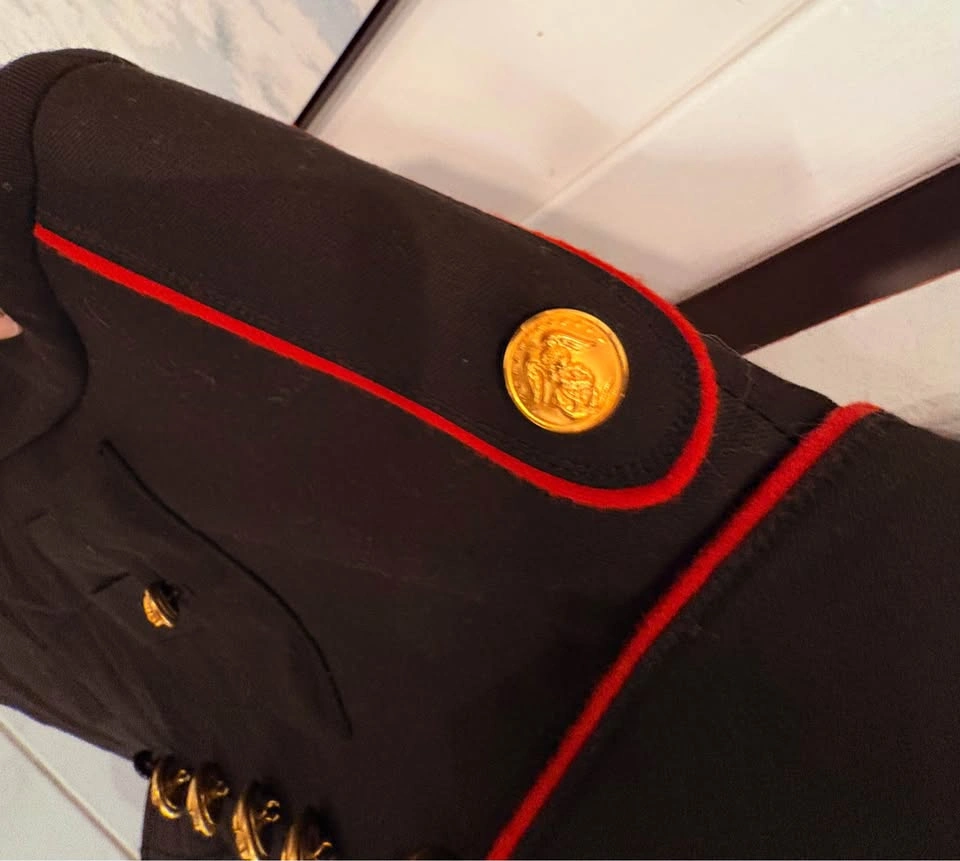 Dark Blue Military Style Jacket with Red Piping Gold Buttons USM - photo 4