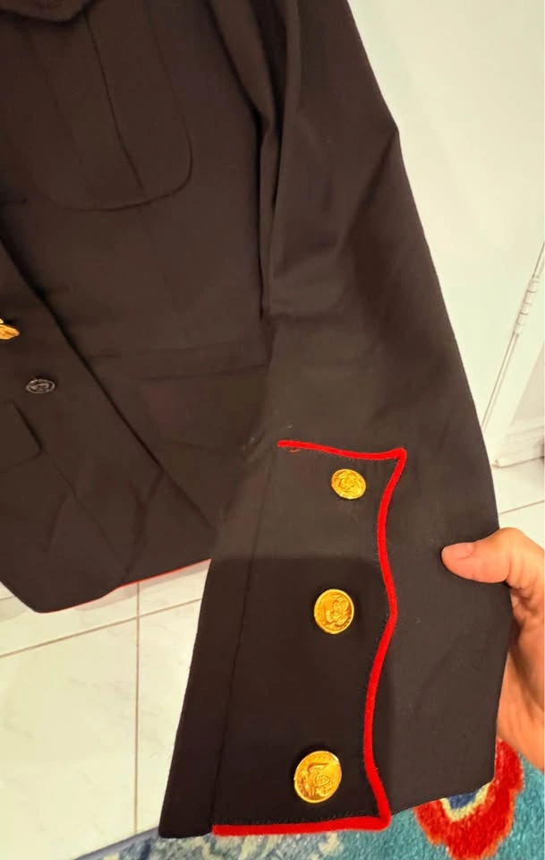 Dark Blue Military Style Jacket with Red Piping Gold Buttons USM - photo 5