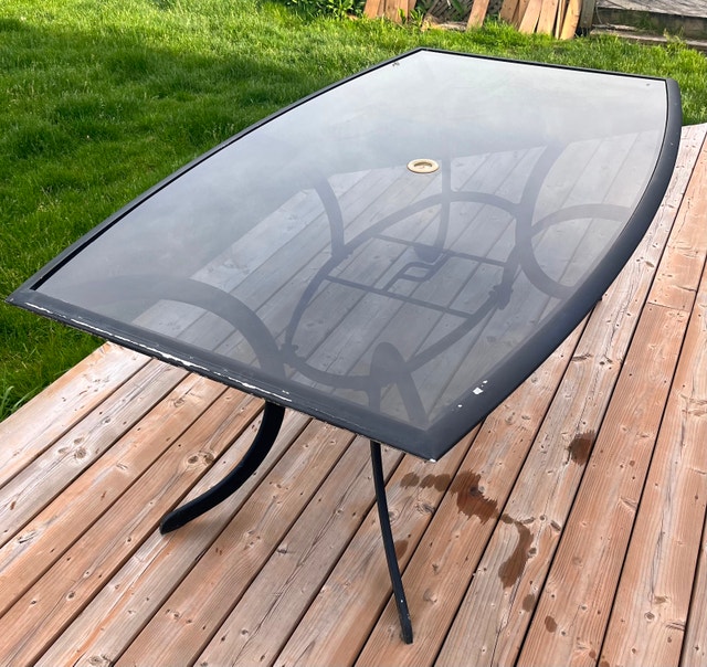 Outdoor Dining Table - Metal Frame, Removable Glass Top