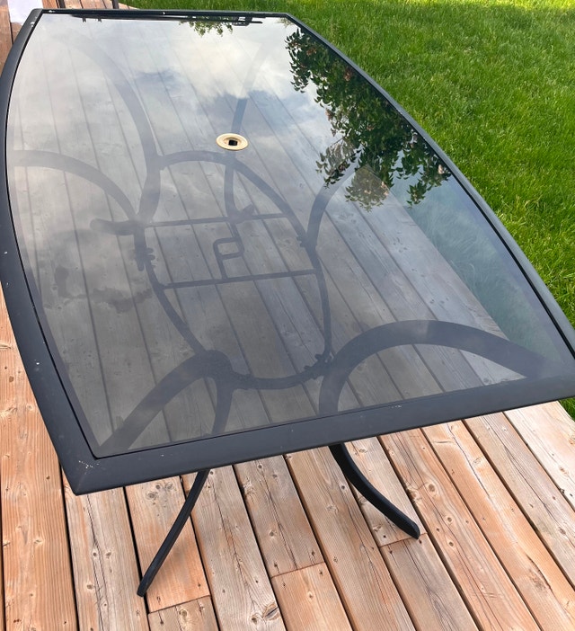 Outdoor Dining Table - Metal Frame, Removable Glass Top - photo 2