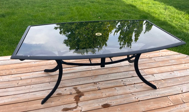 Outdoor Dining Table - Metal Frame, Removable Glass Top - photo 3