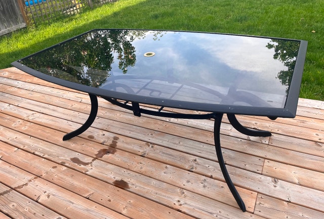Outdoor Dining Table - Metal Frame, Removable Glass Top - photo 4