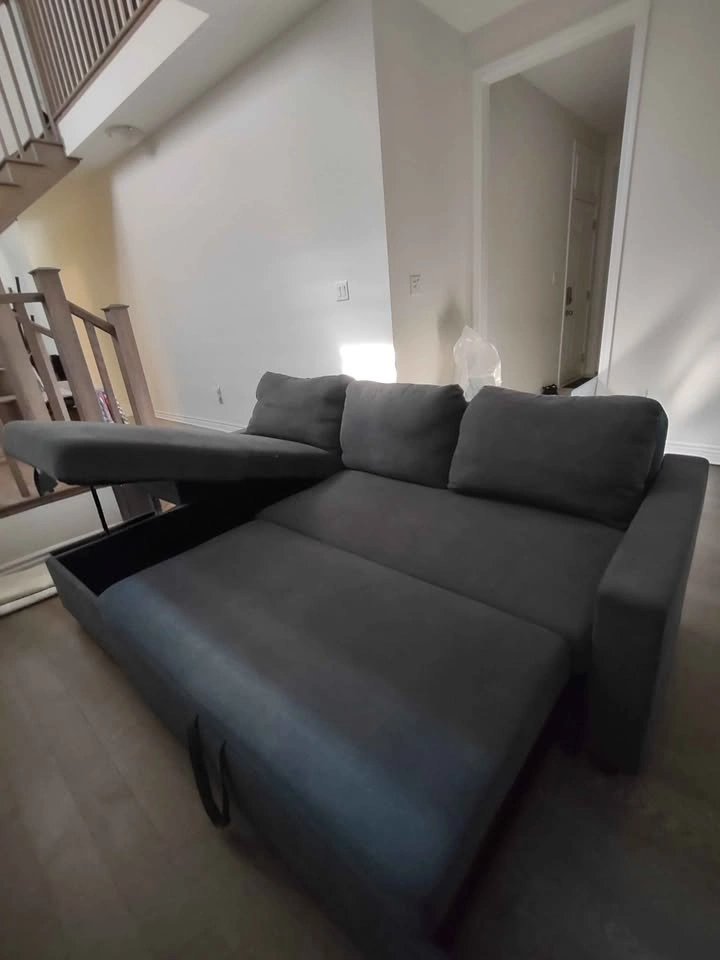 Wyan Reversible Sleeper Sectional - Dark Grey - photo 2