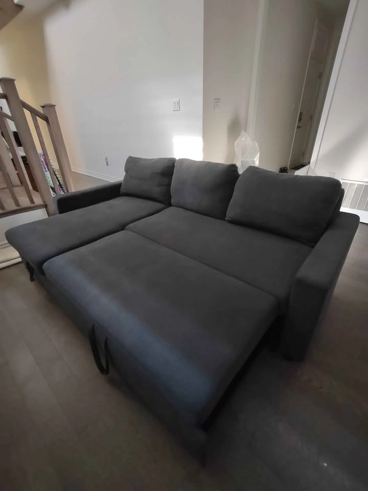 Wyan Reversible Sleeper Sectional - Dark Grey - photo 3