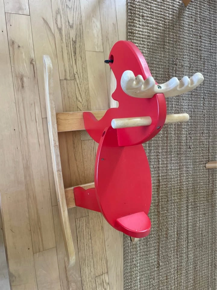 Ikea Red Wooden Rocking Moose Toy - photo 2