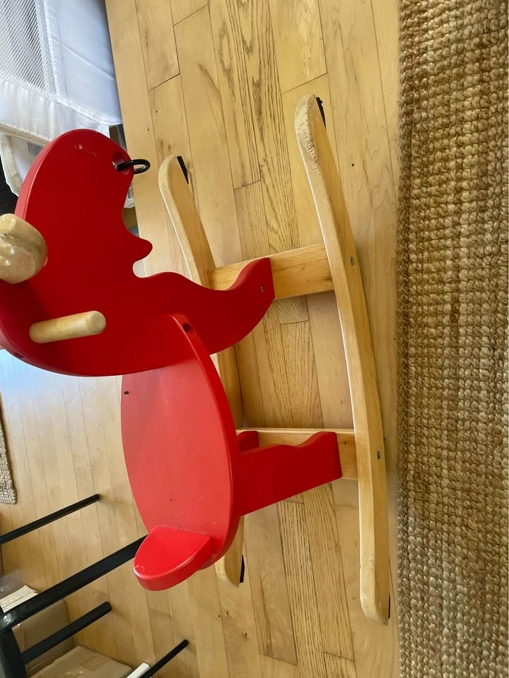 Ikea Red Wooden Rocking Moose Toy - photo 3