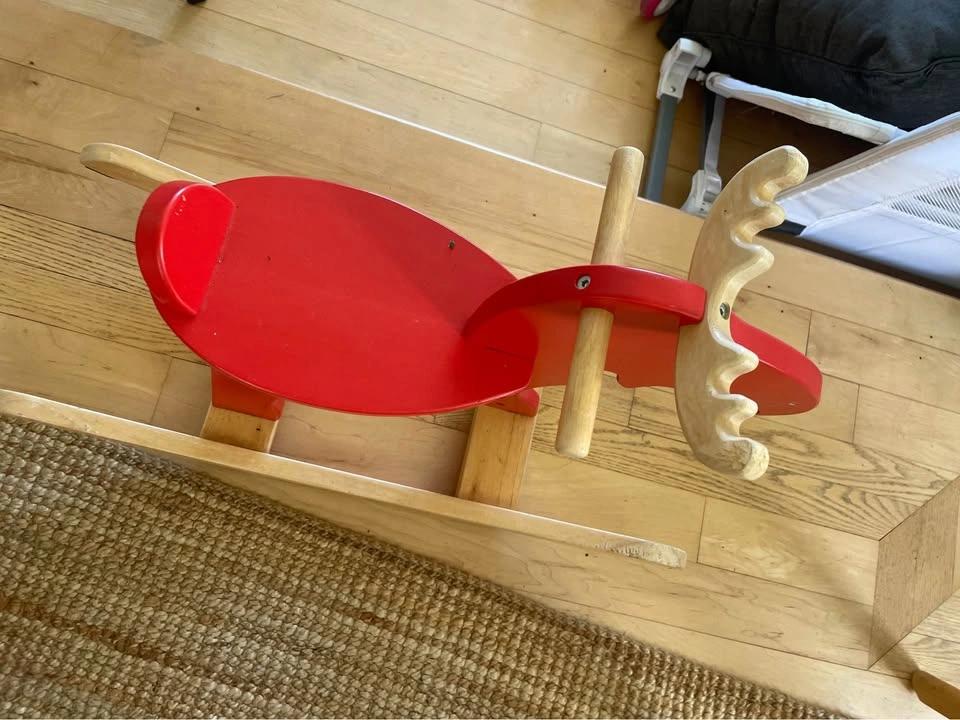 Ikea Red Wooden Rocking Moose Toy - photo 4