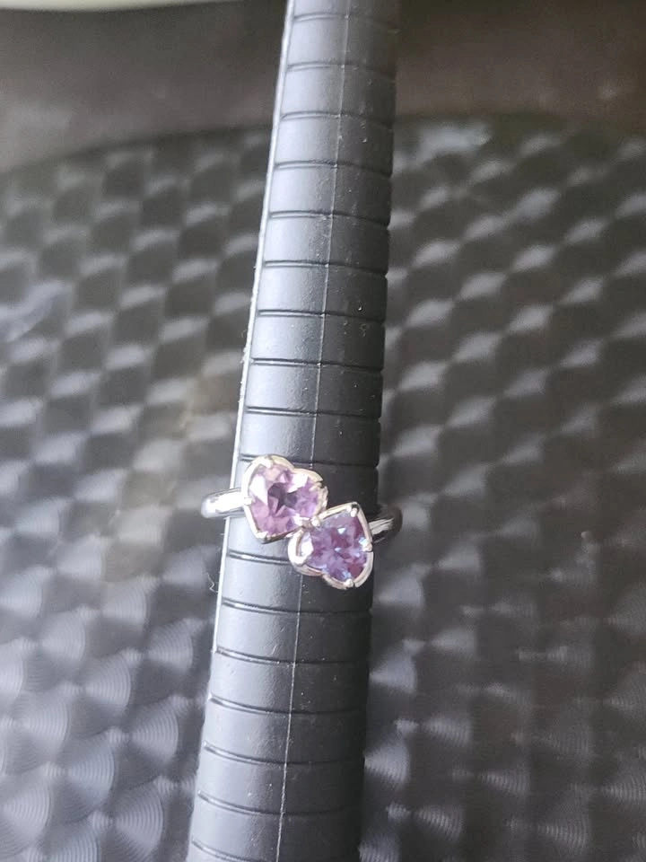 Toi et Moi Heart Amethyst Alexandrite Ring 925 sterling silver - photo 5