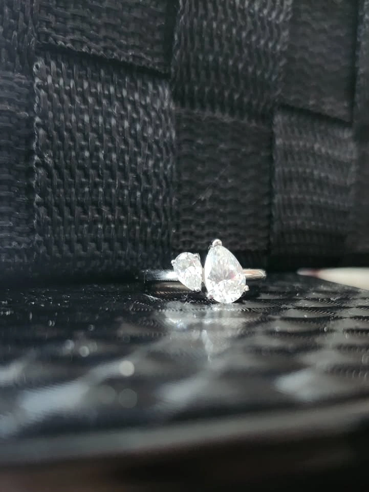 Toi et Moi Pear Cut Moissanite Size 8 Ring - photo 2