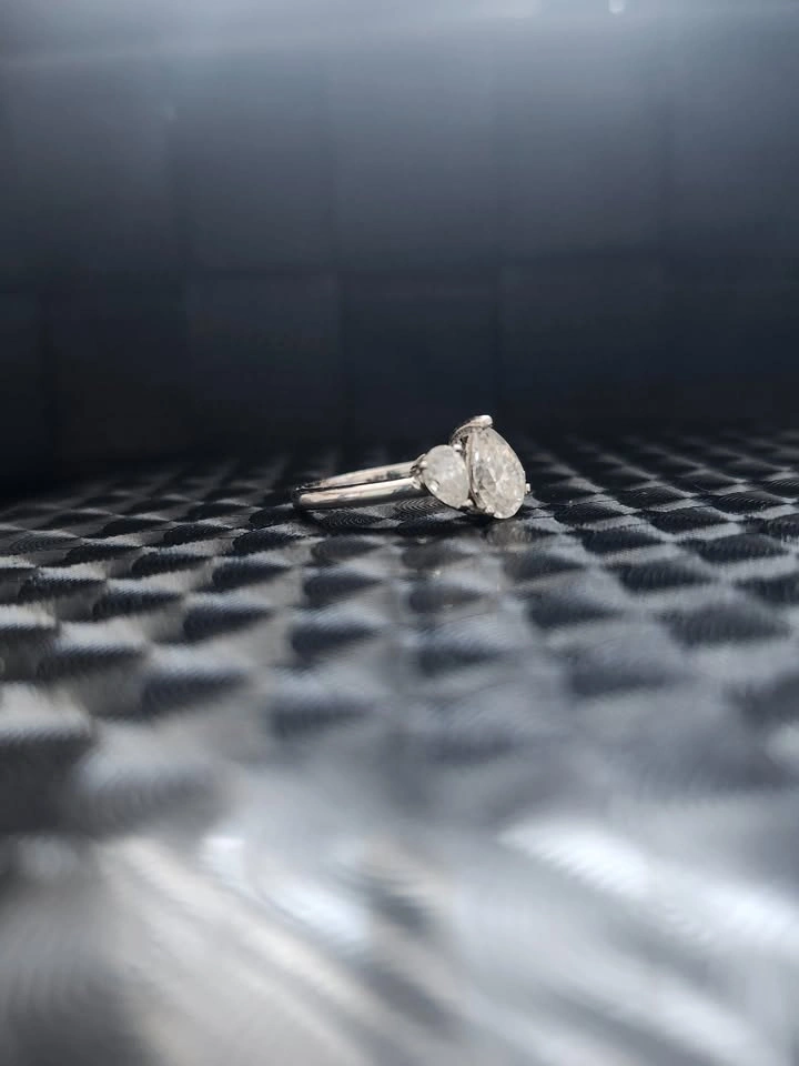 Toi et Moi Pear Cut Moissanite Size 8 Ring - photo 5