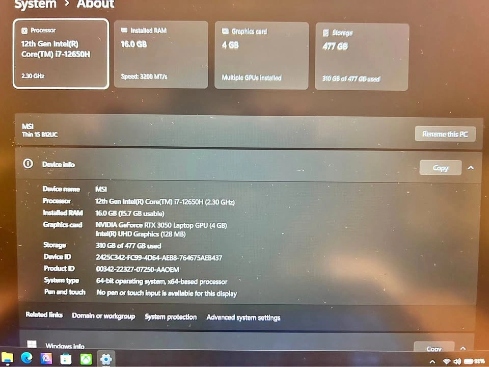 MSI Thin i7