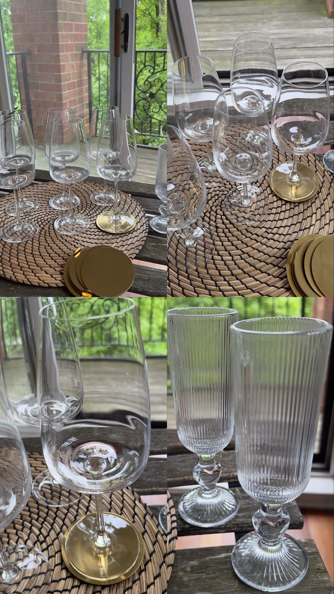 Modern Wine Glass Set + FREE Champagne Glasses & Gold Coasters