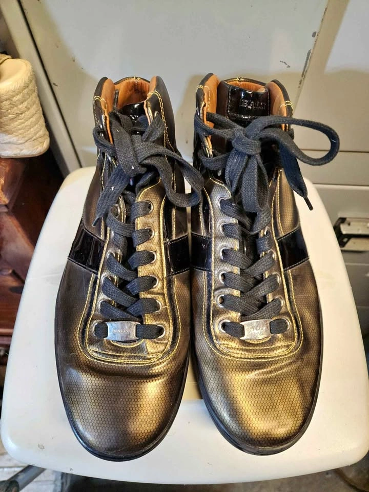 Bally Gold & Black Sneakers