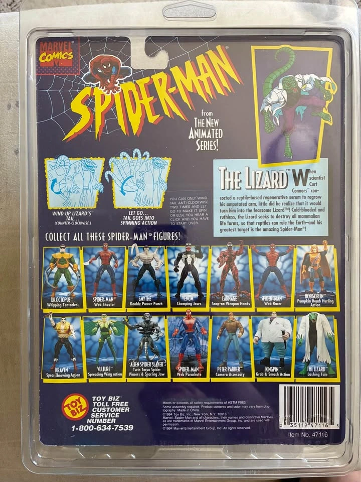 1994 The Lizard Spider-Man Animated Series Toy Biz - photo 2