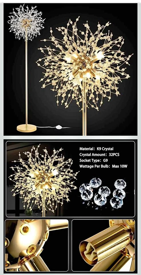 Gold Crystal Floor Lamp